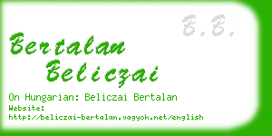 bertalan beliczai business card